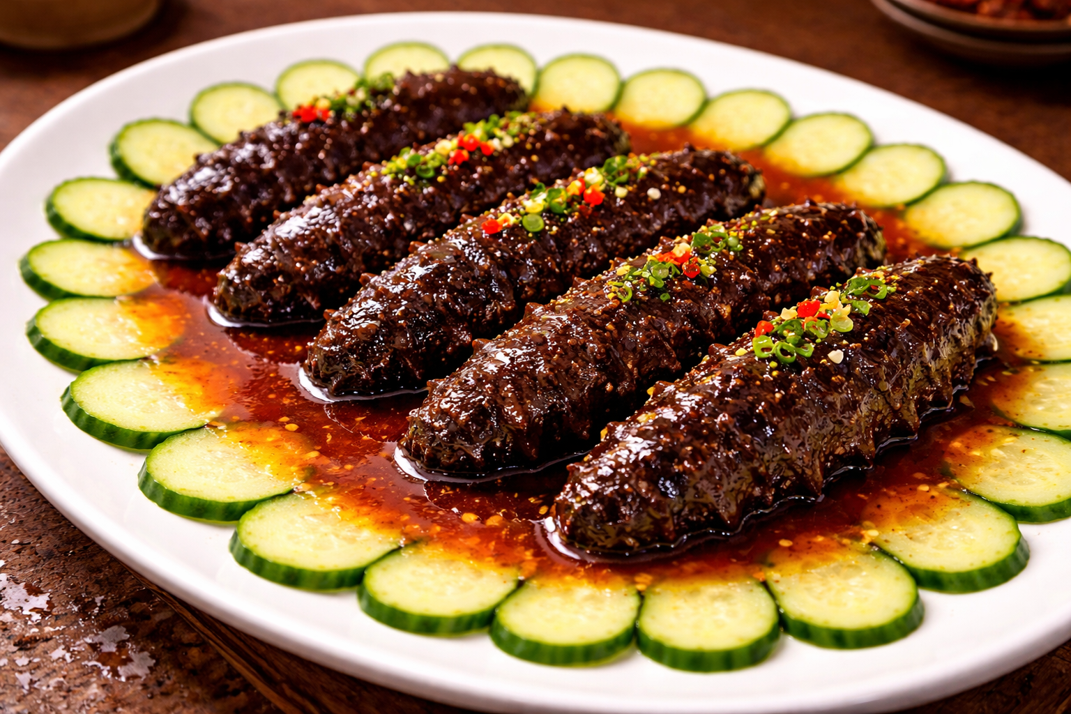 Braised sea cucumber with scallion